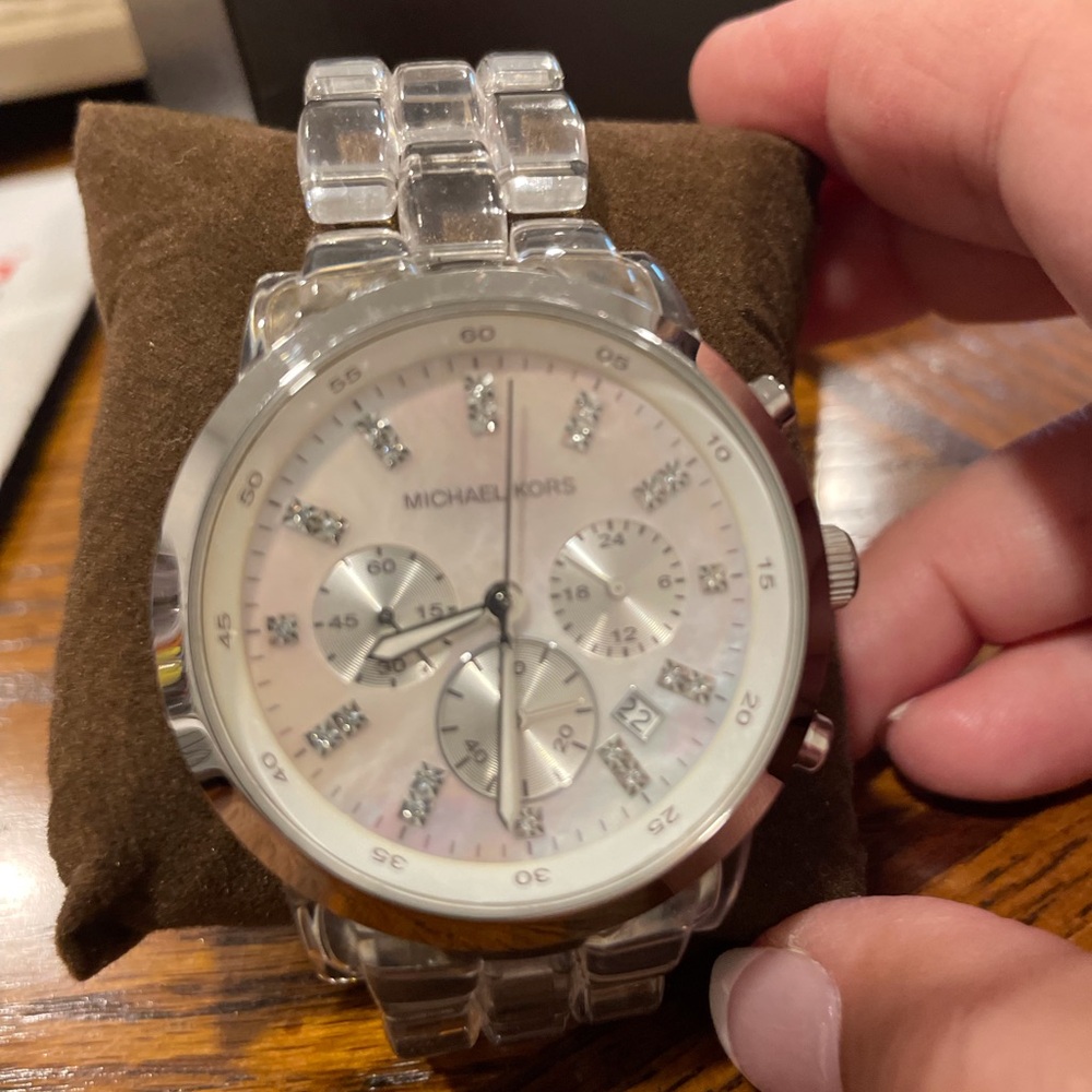 Michael Kors Crystal-Accented Silver Watch - Picture 9 of 9